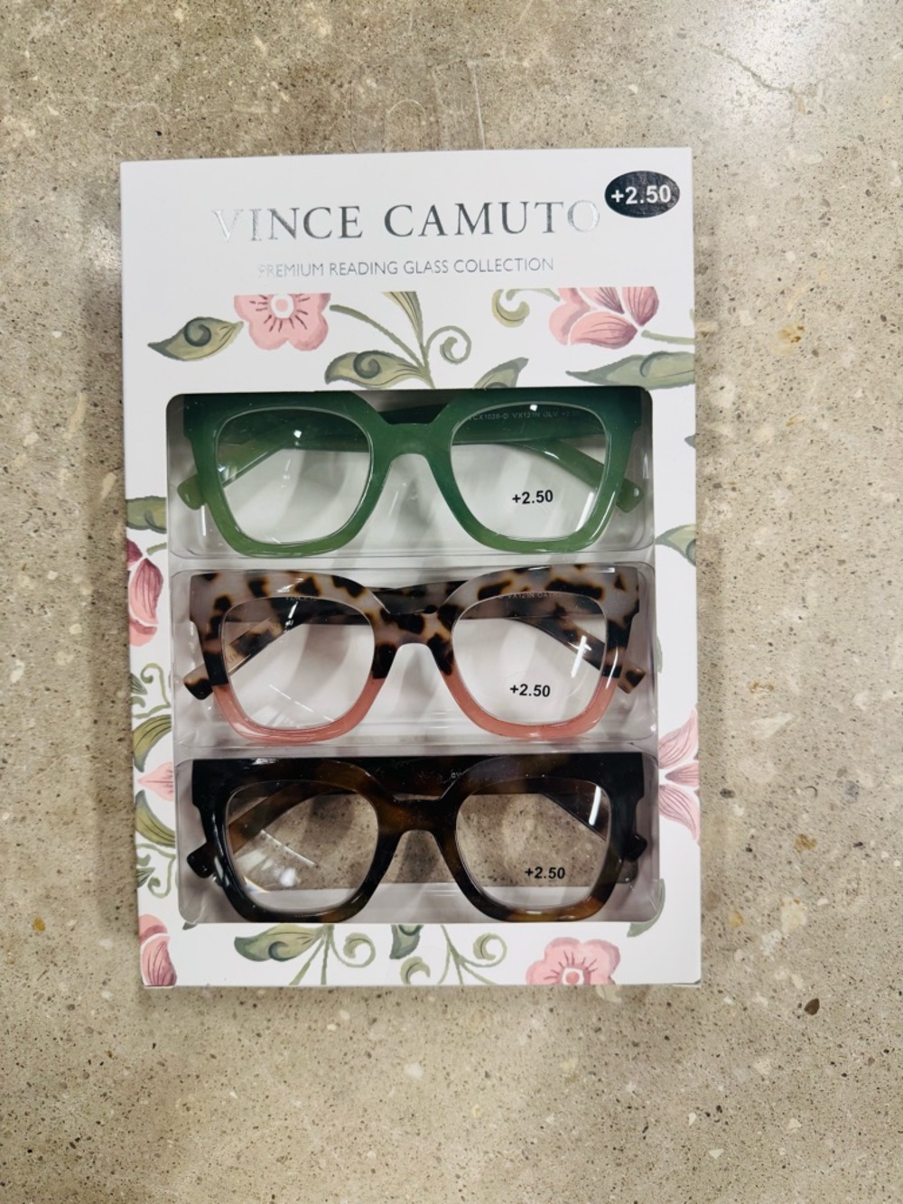 NEW VINCE CAMUTO 3-PK PREMIUM READING GLASSES READERS +2.50
